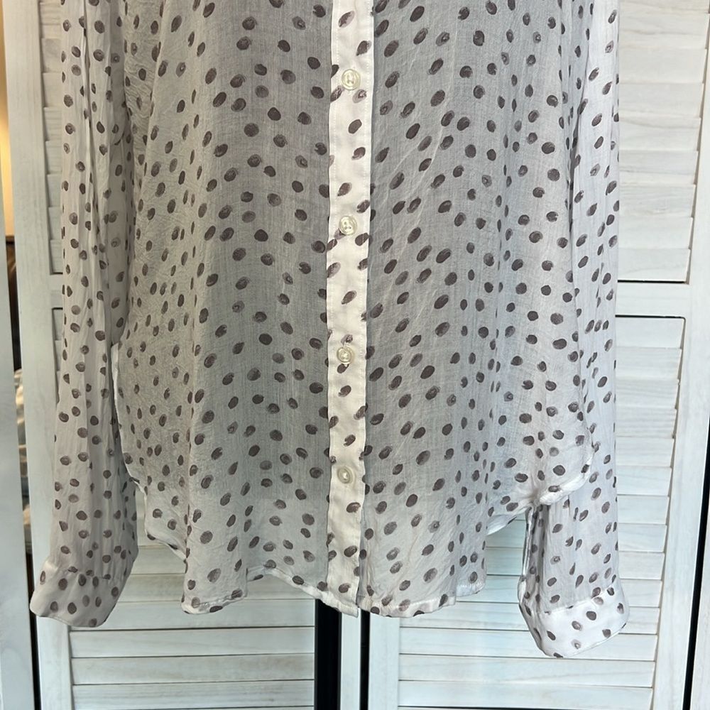 Anthropologie Cloth & Stone Semi Sheer Polka Dot Blouse Top Large - Picture 3 of 11